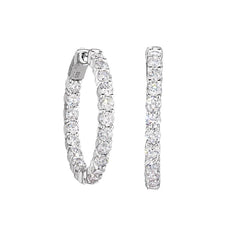 Large Hoop Earrings with Prong Set Inside Out Simulated Diamonds