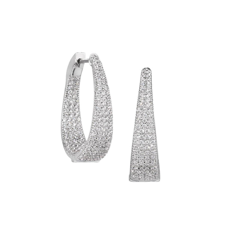 Micropave Tapered Hoop Earrings