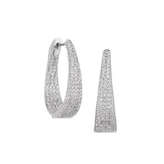 Micropave Tapered Hoop Earrings