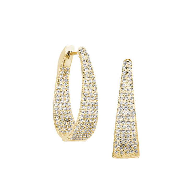 Micropave Tapered Hoop Earrings