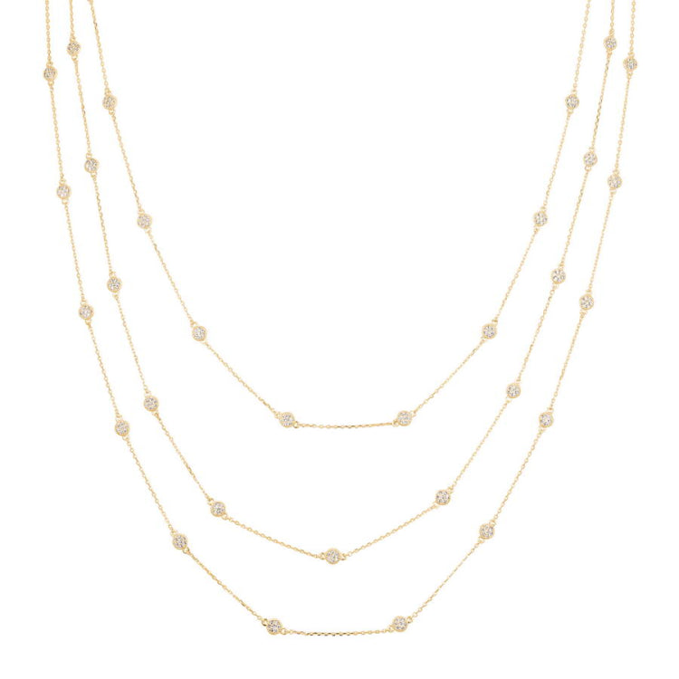 Three Chain Layered Station Necklace