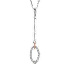 Two Tone Open Oval Chain Drop Pendant