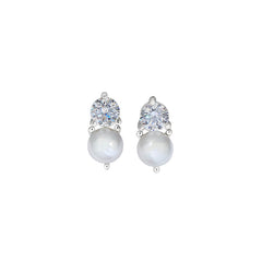 Pearl and Simulated Diamond Stud Earrings
