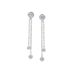 Double Chain Simulated Diamond Drop Earrings