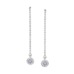Simulated Diamond Drop Threader Earrings