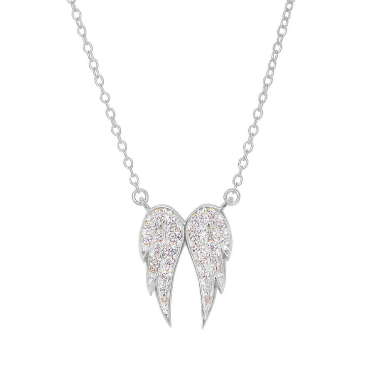 Micropave Angel Wings Necklace