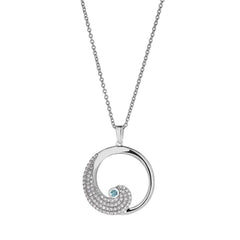March Birthstone Wave Pendant