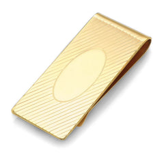 Diagonal Lines and Oval Polished Center Money Clip