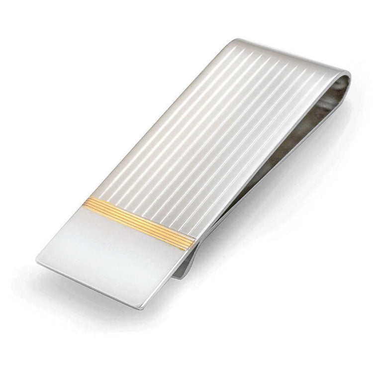 Two Tone Striped Money Clip with Polished End