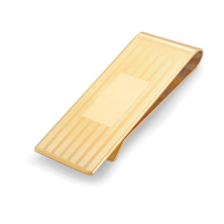 Striped Money Clip with Rectangle Polished Center
