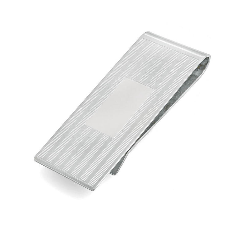 Striped Money Clip with Rectangle Polished Center