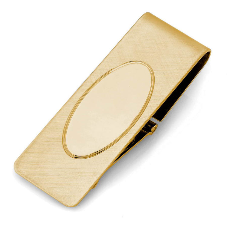 Florentine Hinged Money Clip with Oval Polished Center