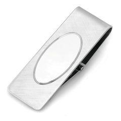 Florentine Hinged Money Clip with Oval Polished Center