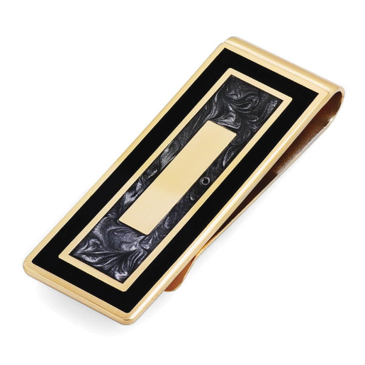 Black and Grey Marble Lacquer Money Clip