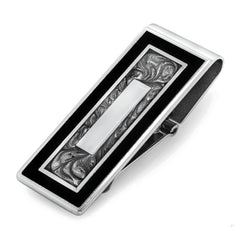Black and Grey Marble Lacquer Hinged Money Clip