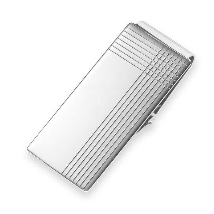 Polished Hinged Money Clip with Criss Cross Design