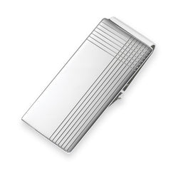 Polished Hinged Money Clip with Criss Cross Design