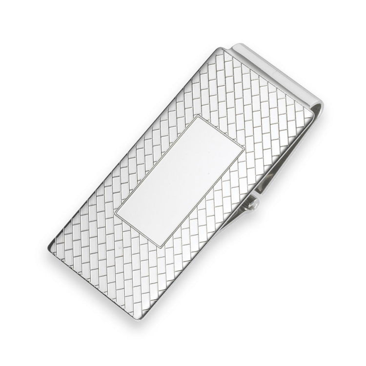 Brick Pattern Hinged Money Clip with Rectangle Center