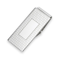 Brick Pattern Hinged Money Clip with Rectangle Center