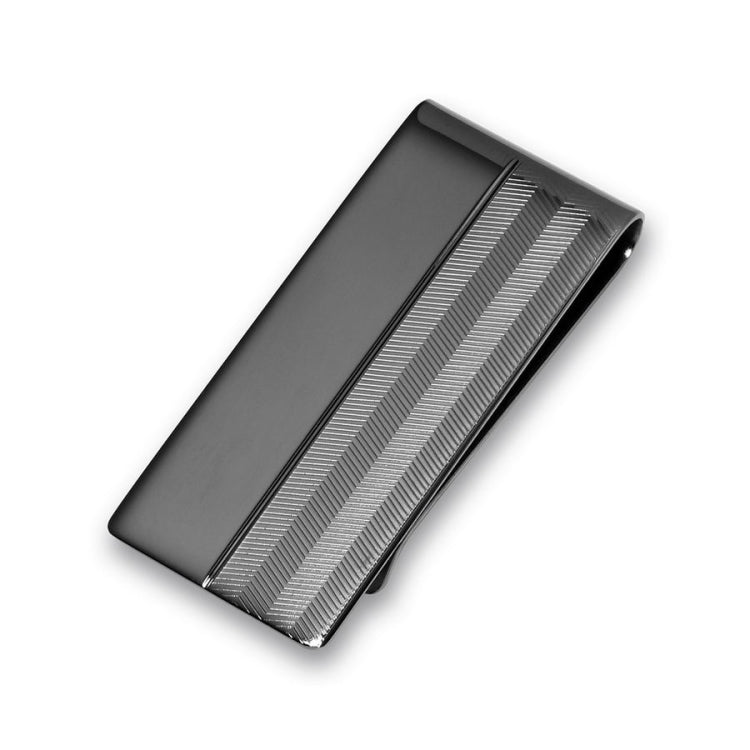 Half Diagonal Stripe Half Polished Money Clip