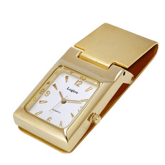White Face Watch Hinged Money Clip