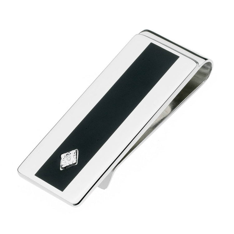 Black Epoxy and Diamond Money Clip