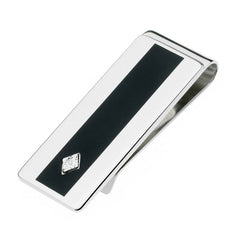 Black Epoxy and Diamond Money Clip