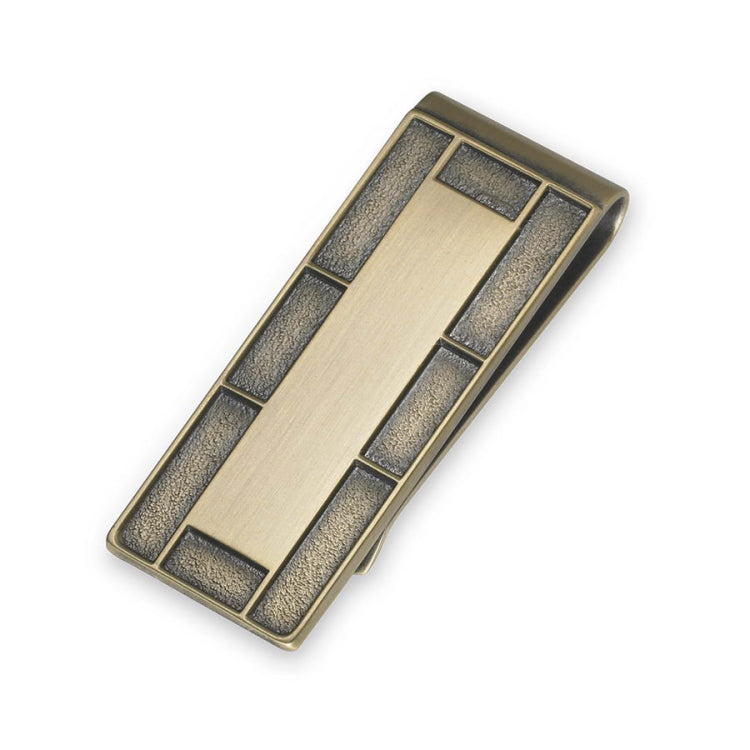 Brick Border Antique Finish Money Clip