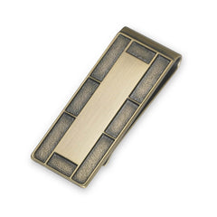 Brick Border Antique Finish Money Clip