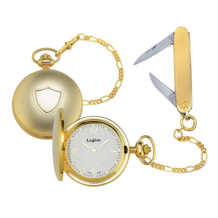 Diamond Pattern Pocket Watch Set with Central Shield