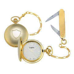 Diamond Pattern Pocket Watch Set with Central Shield