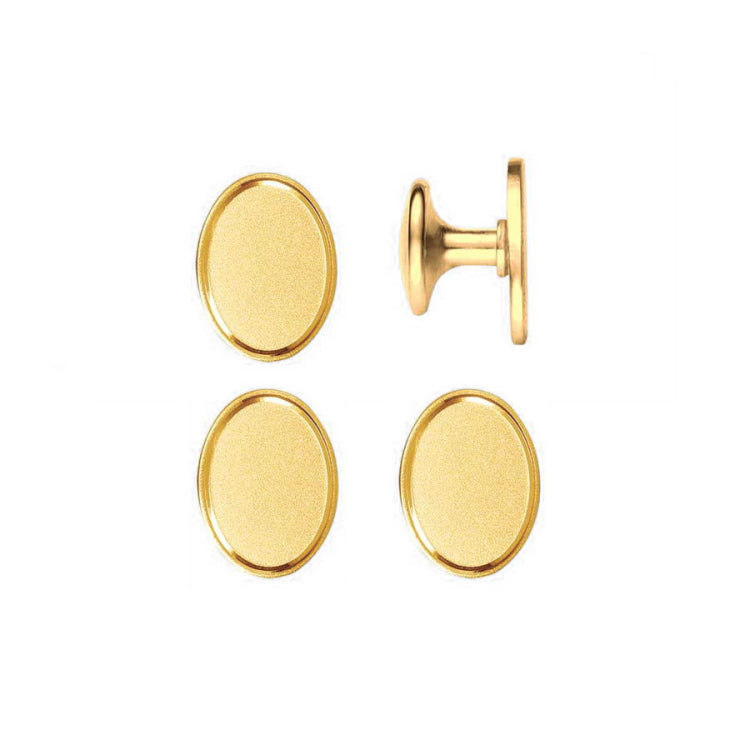 Sandblasted Oval Stud Set with Etched Border