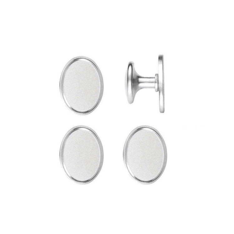 Sandblasted Oval Stud Set with Etched Border