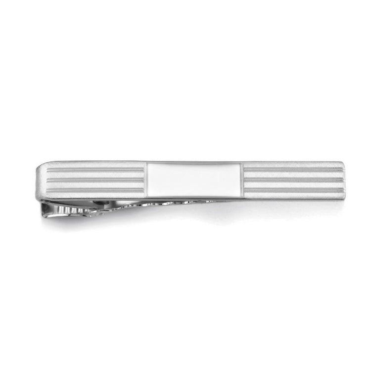 Striped Tie Bar with Polished Rectangle Center
