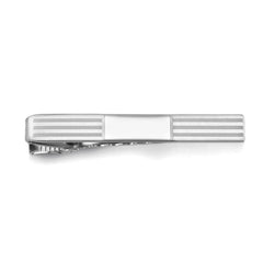Striped Tie Bar with Polished Rectangle Center