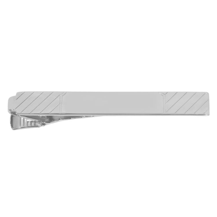 Polished Tie Bar with Diagonal Lines