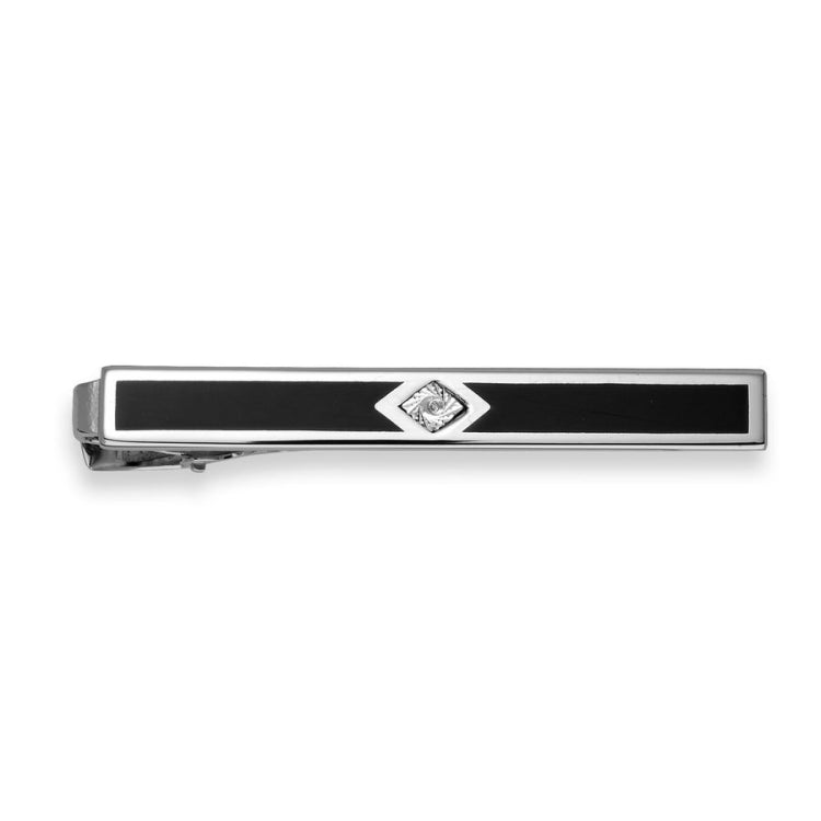 Black Epoxy Tie Bar with Diamond Center