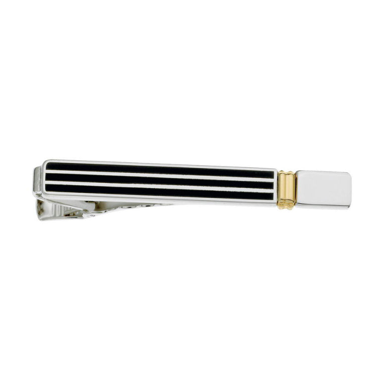 Two Tone Tie Bar with Black Horizontal Lines