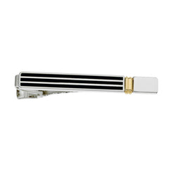 Two Tone Tie Bar with Black Horizontal Lines