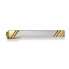 Two Tone Satined Tie Bar with Gold Corners