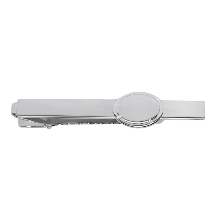 Polished Tie Bar with Oval Engravable Accent