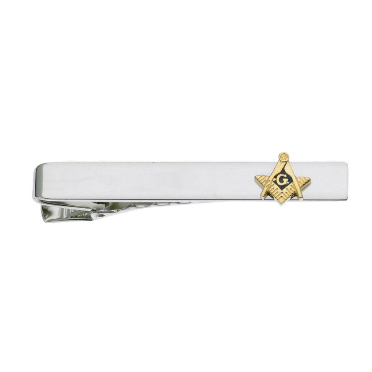 Polished Tie Bar with Masonic Emblem