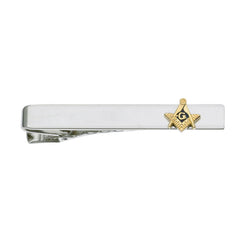 Polished Tie Bar with Masonic Emblem