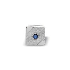 Two Tone Square Tie Tack with Blue Stone