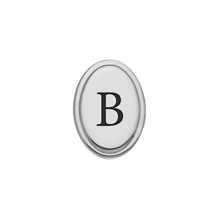 Oval Tie Tack with Black Epoxy Initial