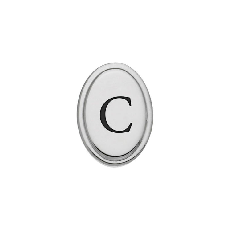 Oval Tie Tack with Black Epoxy Initial