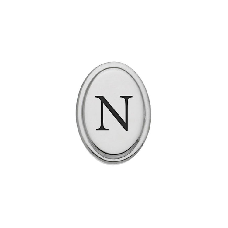 Oval Tie Tack with Black Epoxy Initial