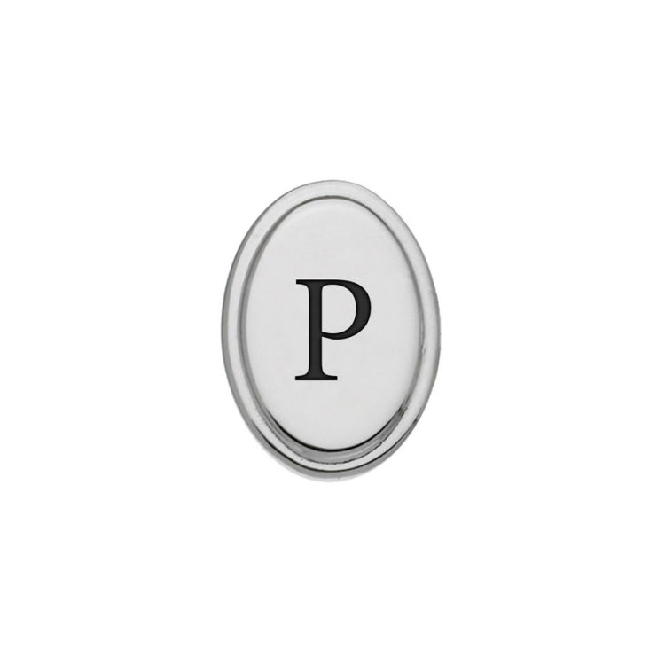 Oval Tie Tack with Black Epoxy Initial