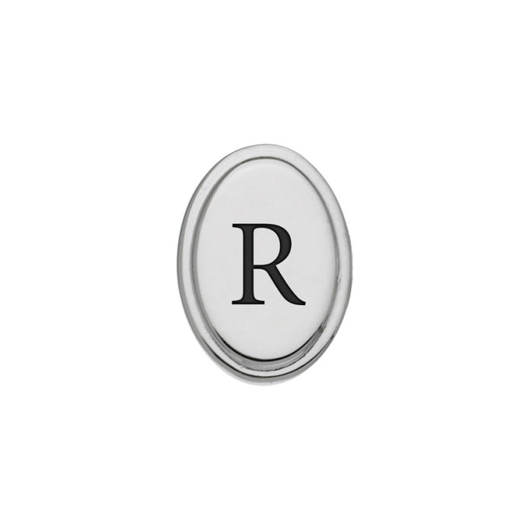 Oval Tie Tack with Black Epoxy Initial
