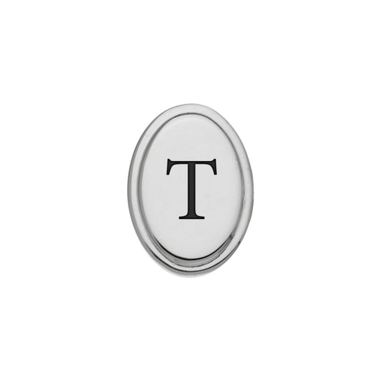 Oval Tie Tack with Black Epoxy Initial